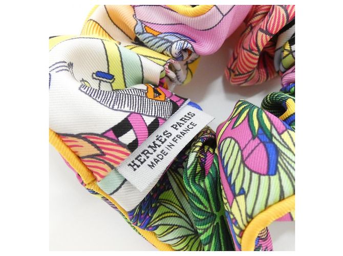 Hermès Scrunchie in seta Hermes ANIMAPOLIS Claudia Chouchou Multicolore Arancione - vista 3
