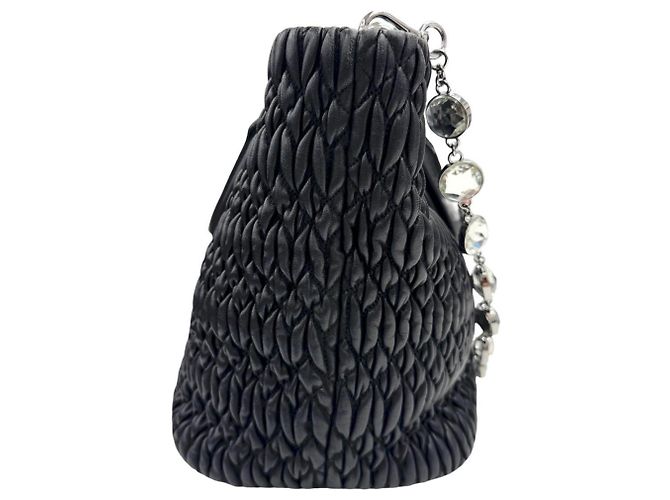 Borsa Miu Miu Matelassé Nappa Crystal Rhinestone Nero - vista 3