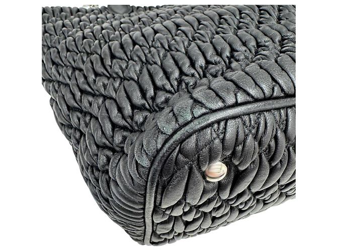Borsa Miu Miu Matelassé Nappa Crystal Rhinestone Nero - vista 8