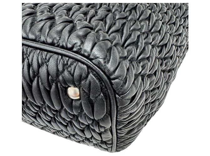 Borsa Miu Miu Matelassé Nappa Crystal Rhinestone Nero - vista 9
