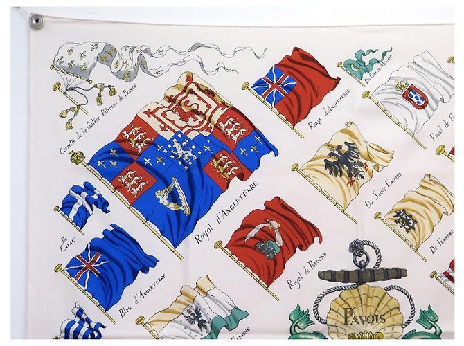 Hermès FULAR VINTAGE HERMES PAVOIS 1ª EDIZIONE 1964 LEDOUX CARRÉ 90 SETA Bianco - vista 2