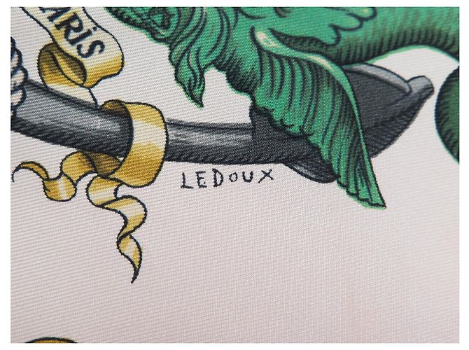 Hermès FULAR VINTAGE HERMES PAVOIS 1ª EDIZIONE 1964 LEDOUX CARRÉ 90 SETA Bianco - vista 9