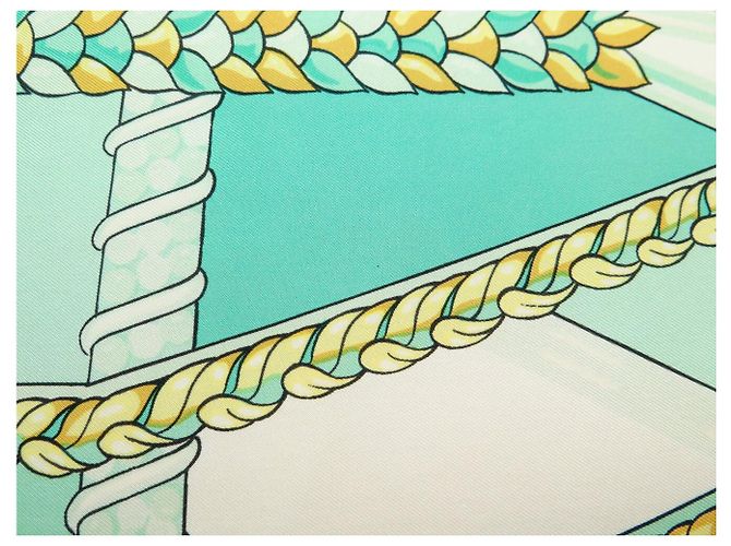 Hermès FULAR VINTAGE HERMES THEATRE LA SCALA 1ª EDIZIONE 1974 HERON CARRÉ Verde - vista 10