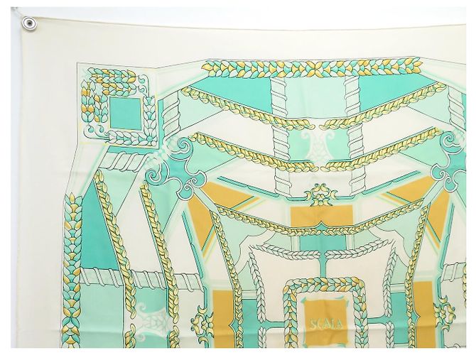 Hermès FULAR VINTAGE HERMES THEATRE LA SCALA 1ª EDIZIONE 1974 HERON CARRÉ Verde - vista 2