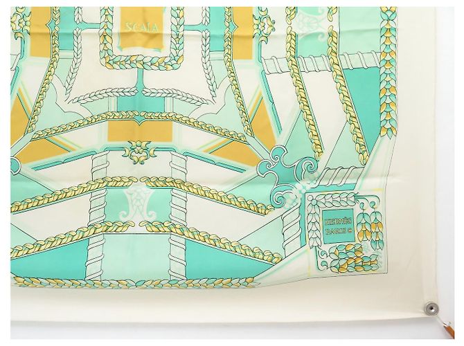 Hermès FULAR VINTAGE HERMES THEATRE LA SCALA 1ª EDIZIONE 1974 HERON CARRÉ Verde - vista 4