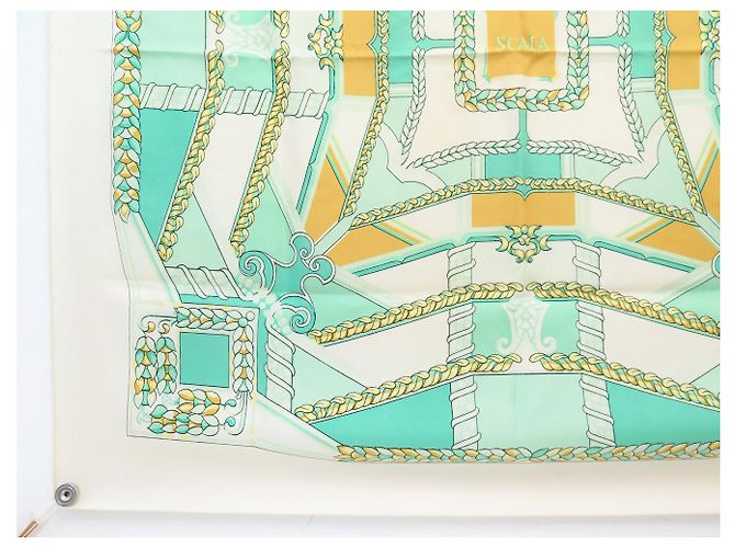 Hermès FULAR VINTAGE HERMES THEATRE LA SCALA 1ª EDIZIONE 1974 HERON CARRÉ Verde - vista 5