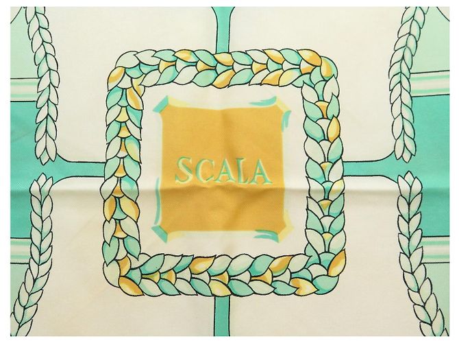 Hermès FULAR VINTAGE HERMES THEATRE LA SCALA 1ª EDIZIONE 1974 HERON CARRÉ Verde - vista 6
