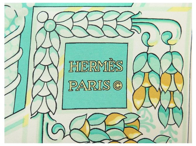 Hermès FULAR VINTAGE HERMES THEATRE LA SCALA 1ª EDIZIONE 1974 HERON CARRÉ Verde - vista 7
