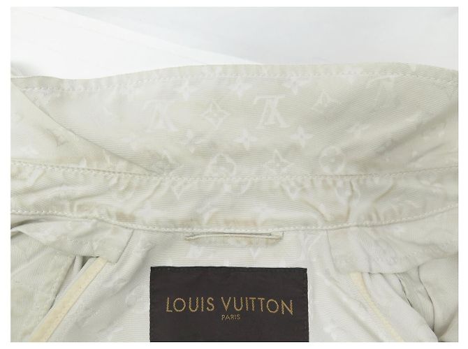 ABRIGO TRENCH LOUIS VUITTON MONOGRAMA LOGO CREMA S 36 Crudo - vista 12