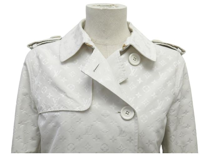ABRIGO TRENCH LOUIS VUITTON MONOGRAMA LOGO CREMA S 36 Crudo - vista 2