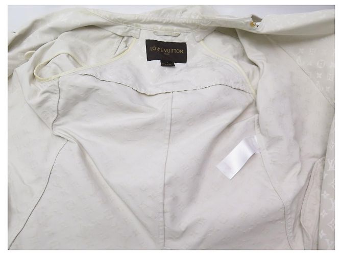 ABRIGO TRENCH LOUIS VUITTON MONOGRAMA LOGO CREMA S 36 Crudo - vista 4