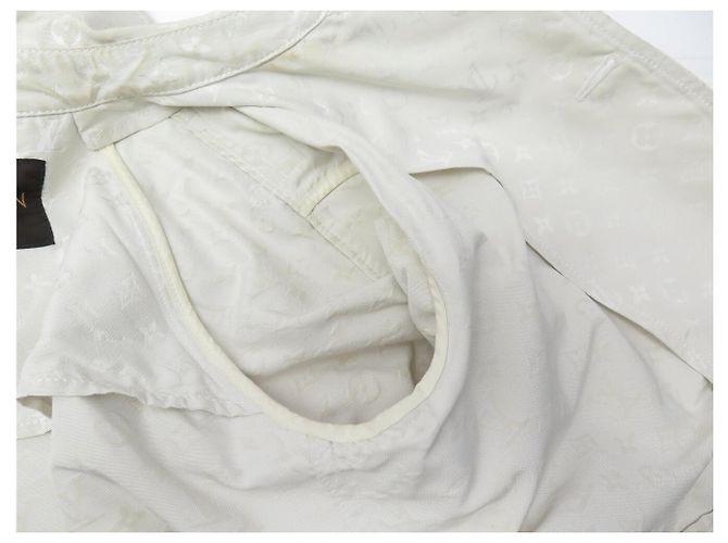 ABRIGO TRENCH LOUIS VUITTON MONOGRAMA LOGO CREMA S 36 Crudo - vista 8