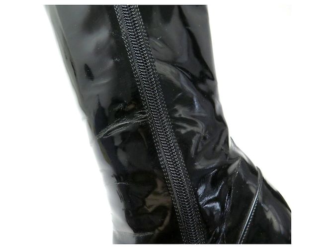 BOTAS LOUIS VUITTON SILHOUETTE 38 PUNTA CUADRADA CUERO NEGRO - vista 14