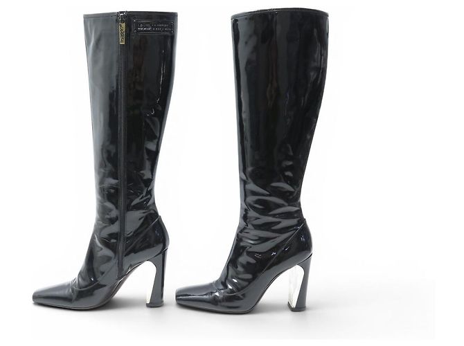 BOTAS LOUIS VUITTON SILHOUETTE 38 PUNTA CUADRADA CUERO NEGRO - vista 2