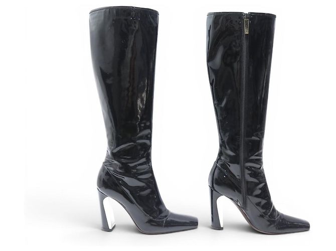BOTAS LOUIS VUITTON SILHOUETTE 38 PUNTA CUADRADA CUERO NEGRO - vista 3