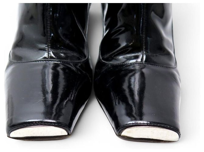 BOTAS LOUIS VUITTON SILHOUETTE 38 PUNTA CUADRADA CUERO NEGRO - vista 4