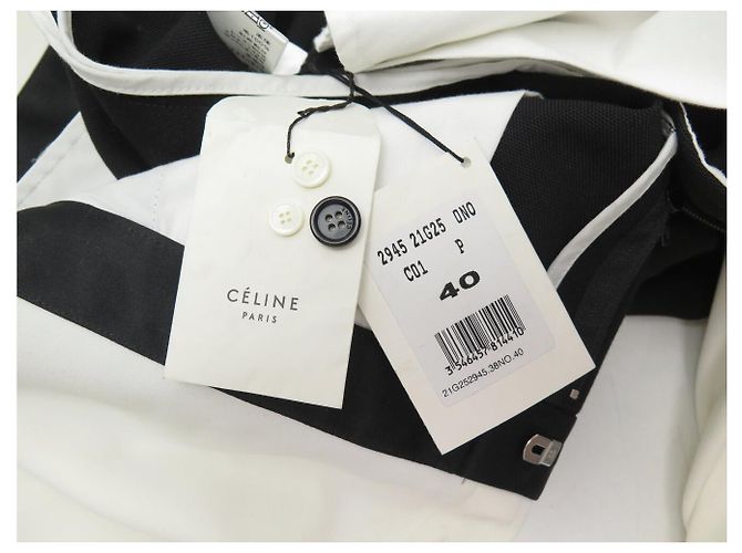 Céline NUOVO COMBINAZIONE PANTALONE CELINE CAMICIA 40 M NERO BIANCO LANA - vista 13