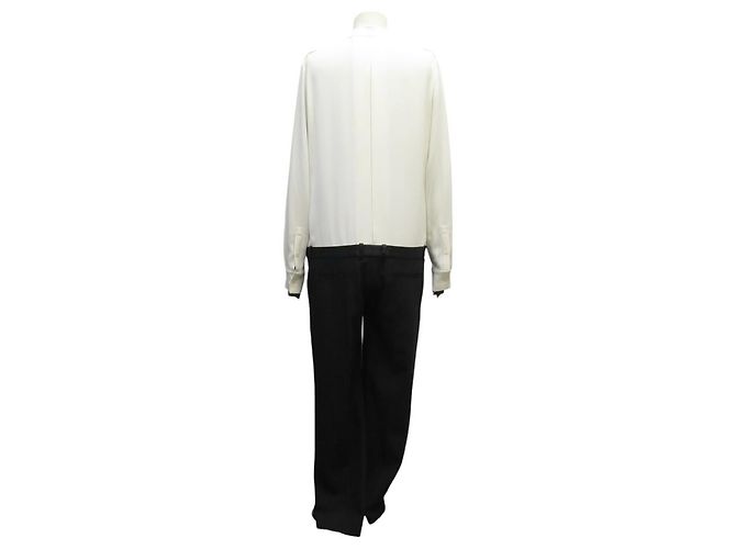 Céline NUOVO COMBINAZIONE PANTALONE CELINE CAMICIA 40 M NERO BIANCO LANA - vista 3