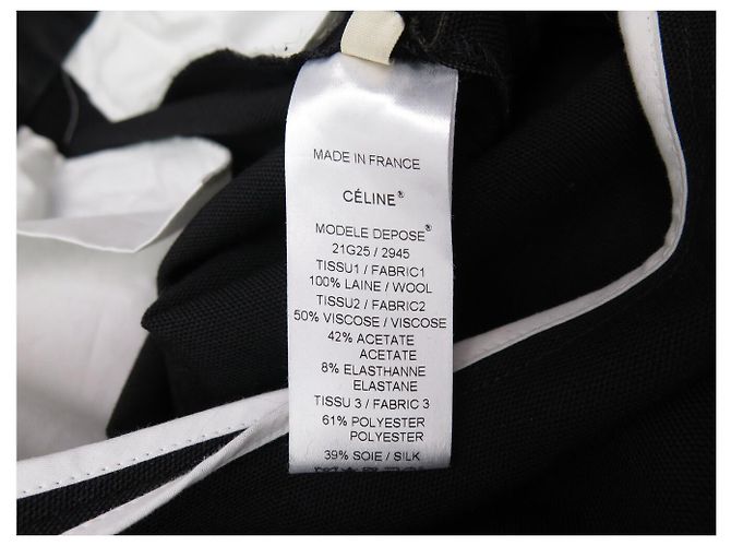Céline NUOVO COMBINAZIONE PANTALONE CELINE CAMICIA 40 M NERO BIANCO LANA - vista 9