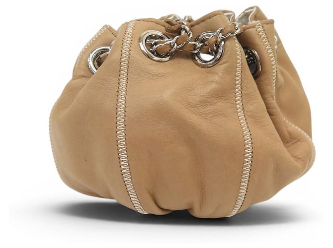 CHANEL BOURSE CORDON A22054 CLUTCH IN PELLE BEIGE BORSA A MANO - vista 3