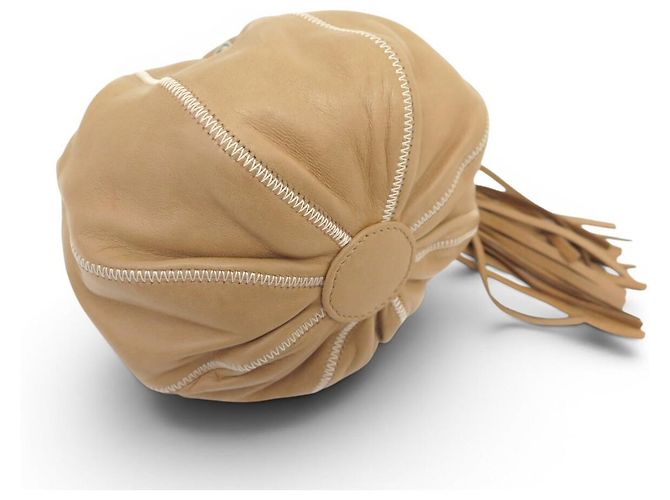CHANEL BOURSE CORDON A22054 CLUTCH IN PELLE BEIGE BORSA A MANO - vista 6
