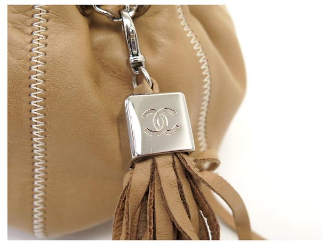 CHANEL BOURSE CORDON A22054 CLUTCH IN PELLE BEIGE BORSA A MANO - vista 9