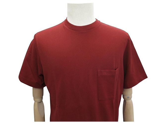 Hermès NUEVA CAMISETA HERMES BORDADO H H072025HA M 48 ALGODÓN ROJO TOP HOMBRE - vista 2