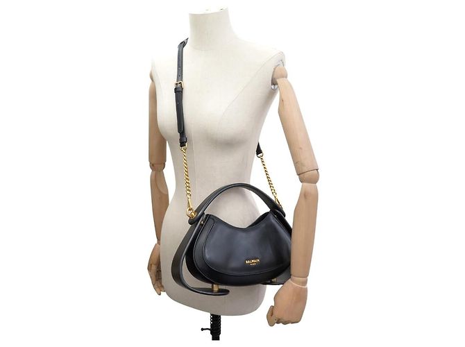 BORSA BALMAIN JOLIE MADAME MEDIUM NERA PELLE NERA TRACCOLLA HAND BAG Nero - vista 7