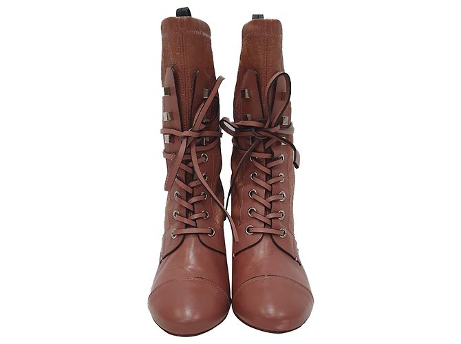 Stivaletti stringati Veruka di Stuart Weitzman in pelle Rose Pink Marrone Rosa - vista 2