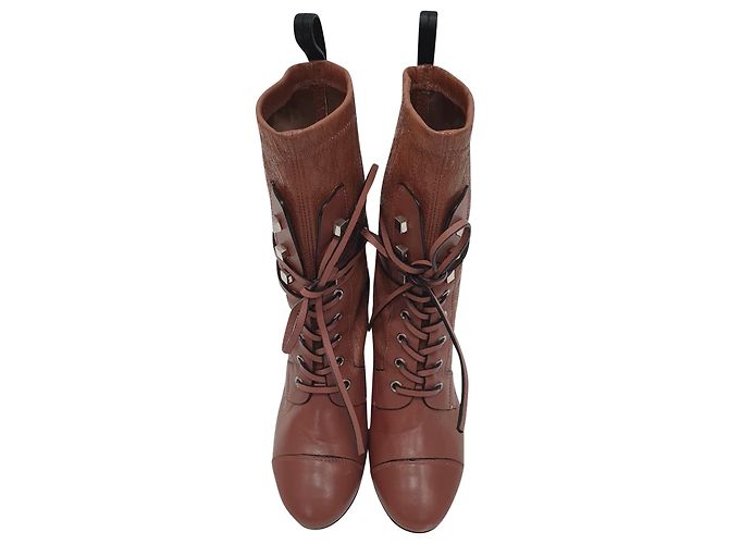 Stivaletti stringati Veruka di Stuart Weitzman in pelle Rose Pink Marrone Rosa - vista 5