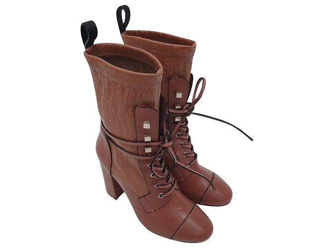 Stivaletti stringati Veruka di Stuart Weitzman in pelle Rose Pink Marrone Rosa - vista 6