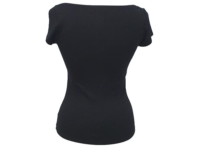 Reformation Jeans Gerippte Strickbluse aus schwarzem Tencel - Ansicht 3