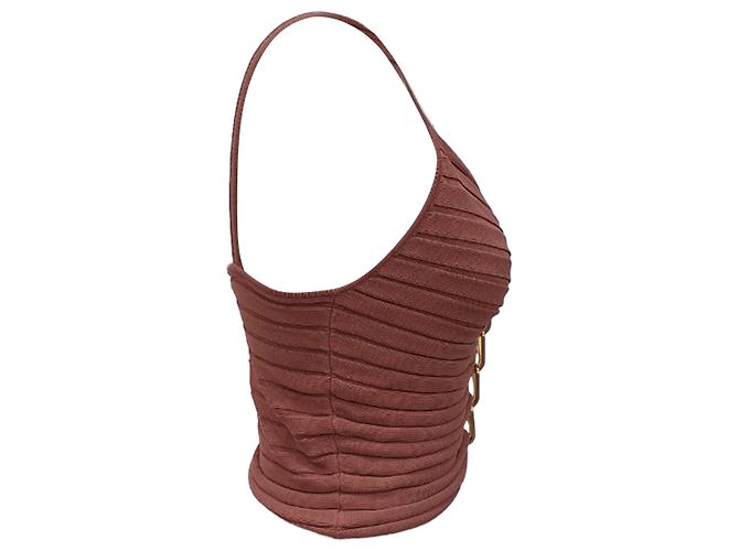Autre Marque Top de alcinha Dion Lee Central Chain em viscose Old Rose Marrom Rosa - vista 2