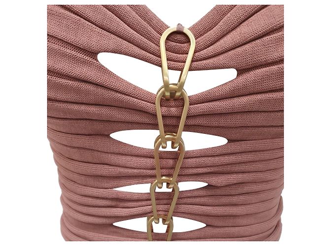 Autre Marque Top de alcinha Dion Lee Central Chain em viscose Old Rose Marrom Rosa - vista 4