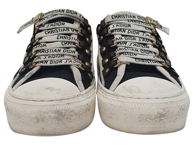 Dior Walk 'n' Dior Sneaker aus Navy Blue Baumwolle Blau Marineblau - Ansicht 3