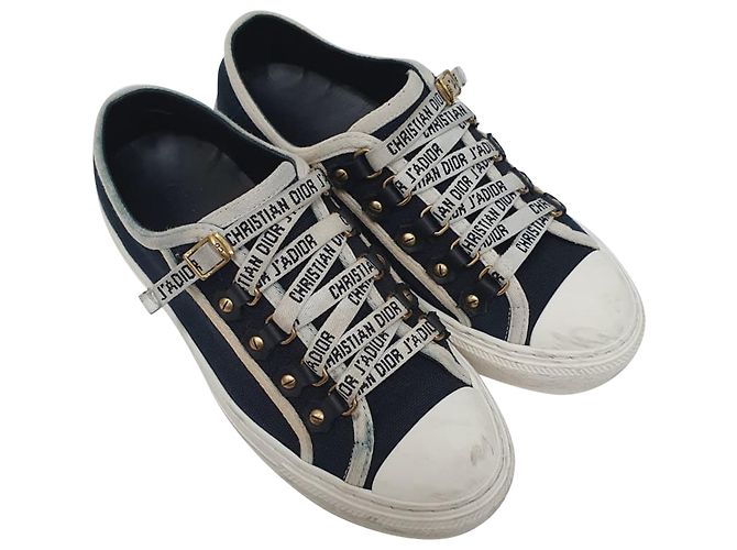 Dior Walk 'n' Dior Sneaker aus Navy Blue Baumwolle Blau Marineblau - Ansicht 5