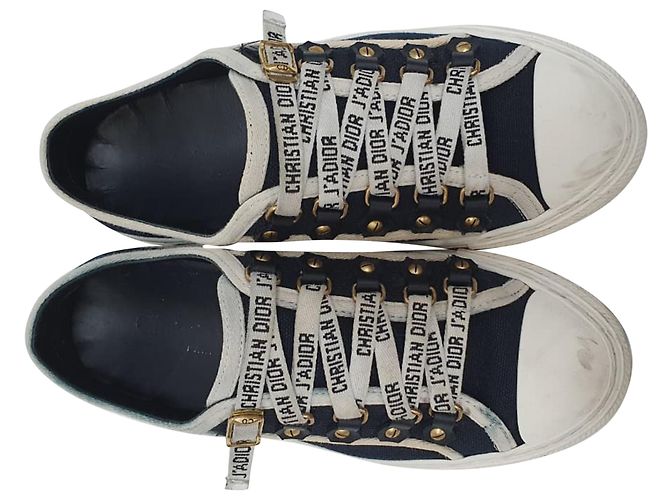 Dior Walk 'n' Dior Sneaker aus Navy Blue Baumwolle Blau Marineblau - Ansicht 6