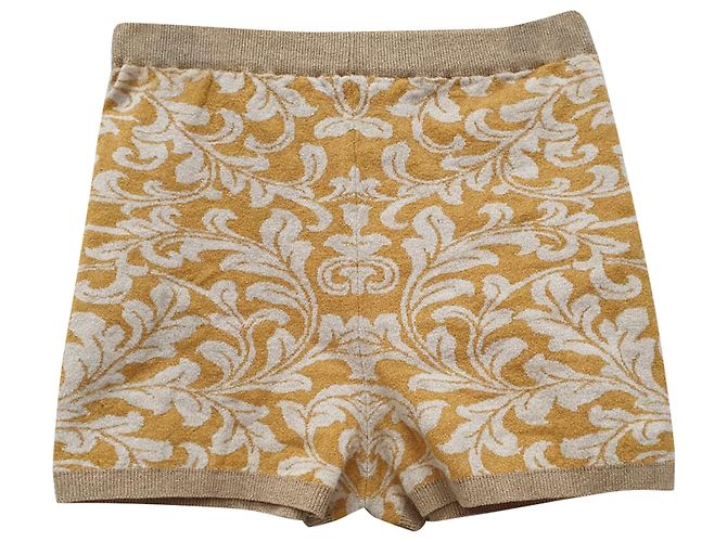 Sandro Misha Metallic-Threaded Shorts in Yellow Viscose - view 2