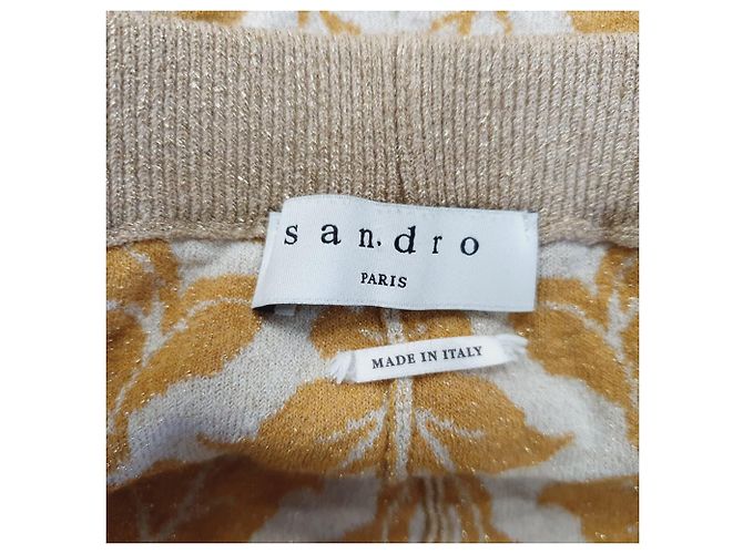 Sandro Misha Metallic-Threaded Shorts in Yellow Viscose - view 3