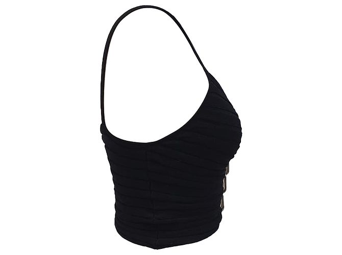 Autre Marque Top a canotta Dion Lee Central Chain in viscosa nera Nero - vista 2