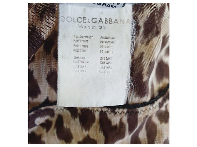 Top de manga larga Dolce & Gabbana con estampado de leopardo en poliamida marrón Castaño - vista 5