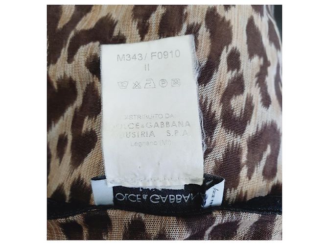 Top de manga larga Dolce & Gabbana con estampado de leopardo en poliamida marrón Castaño - vista 6