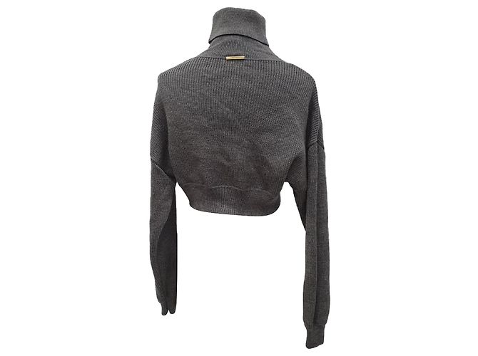 Alexandre Vauthier Kurzpullover aus geripptem Strick in Grau Wolle - Ansicht 3