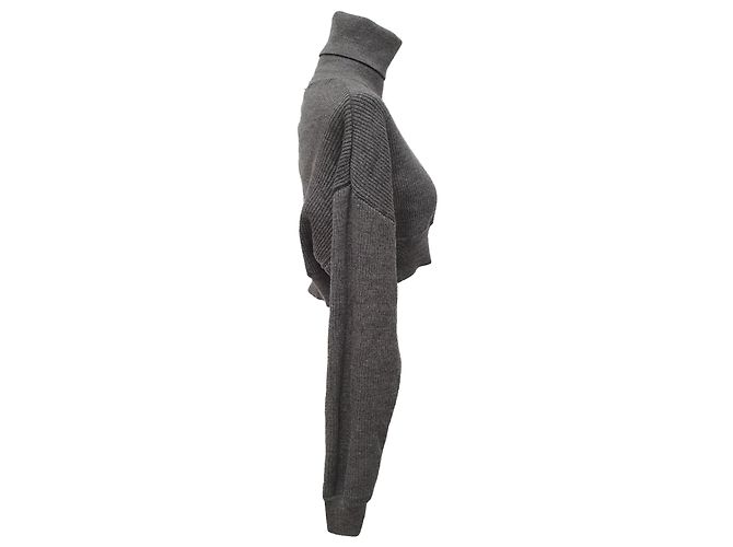 Alexandre Vauthier Kurzpullover aus geripptem Strick in Grau Wolle - Ansicht 4