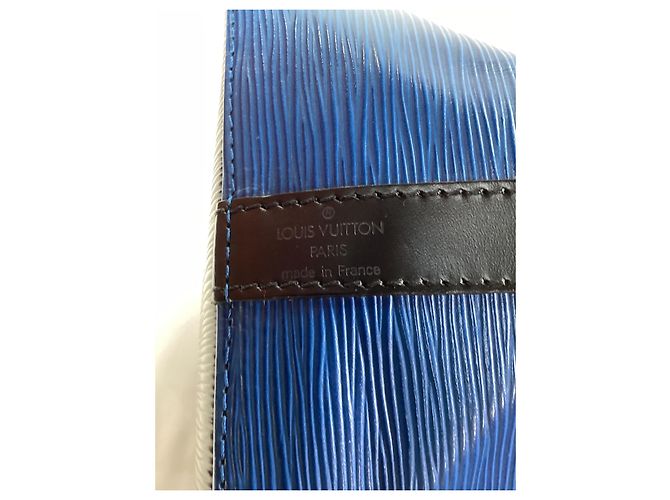 Bolsa de ombro Louis Vuitton Bi Color Petite Noe em couro Epi azul Preto - vista 12