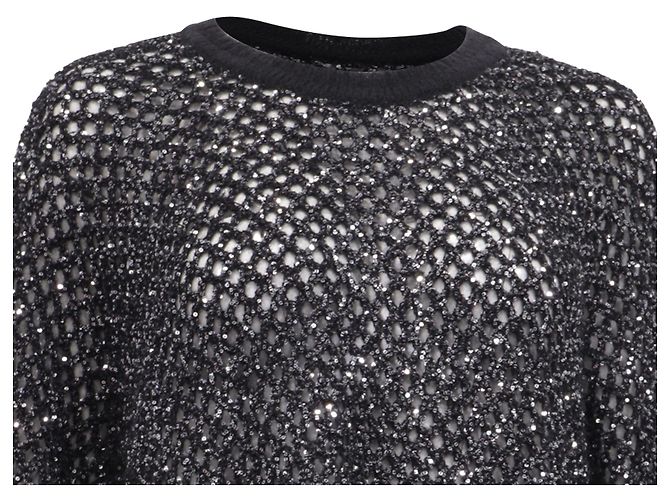 Pull à col rond Ba&sh en polyamide noir - vue 2