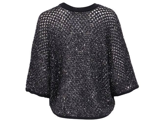 Pull à col rond Ba&sh en polyamide noir - vue 4