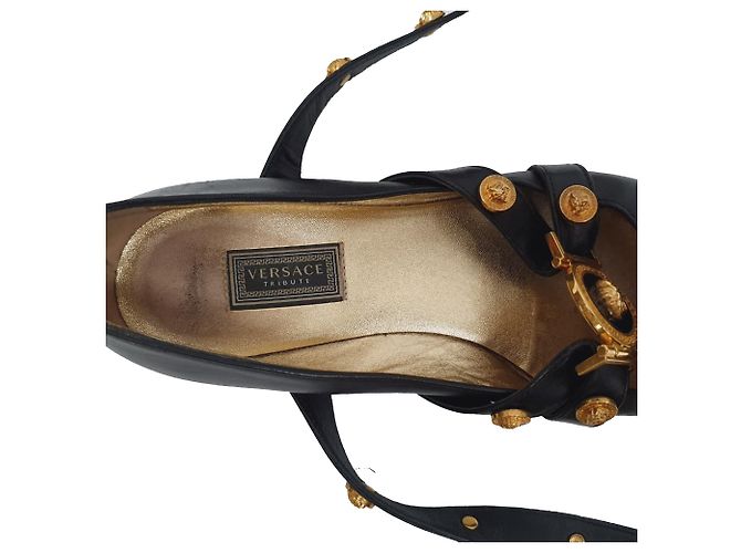 Bailarinas Versace Tribute Logo en piel negra Negro - vista 10