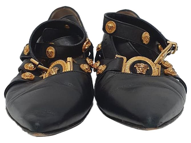 Bailarinas Versace Tribute Logo en piel negra Negro - vista 2