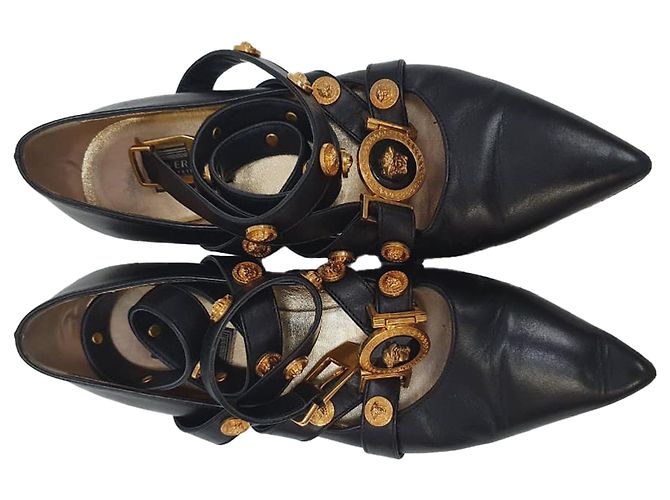 Bailarinas Versace Tribute Logo en piel negra Negro - vista 5